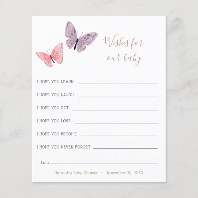 Wishes for Baby Butterfly Card (Front)