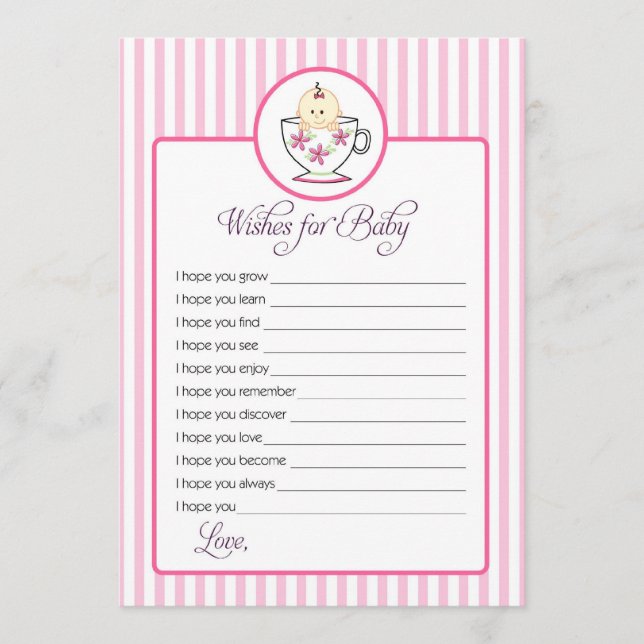 Wishes for Baby Card - Baby In Tea Cup Design (Front)