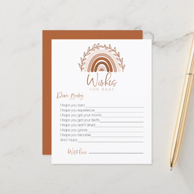 Wishes for Baby Card, Boho Rainbow Game (Front/Back In Situ)