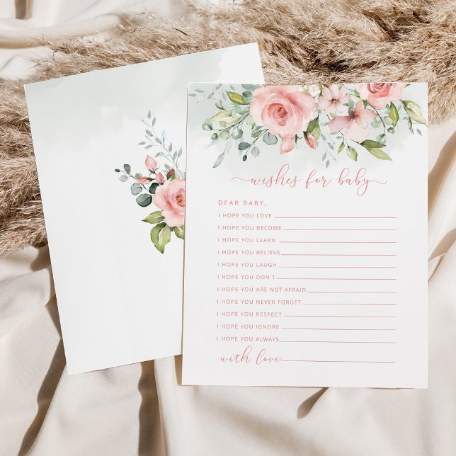 Wishes for baby card. Floral blush wishes for baby (Creator Uploaded)