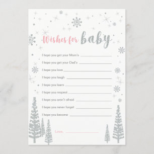 Wishes for Baby Card, Girl Baby Shower Game Invitation