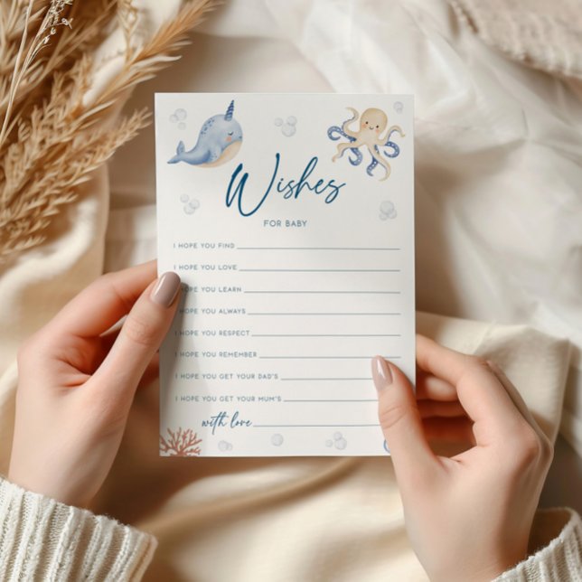 Wishes For Baby Card, Ocean Baby Shower Card (Creator Uploaded)