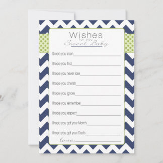 Wishes for Baby cards. Blue Chevron Advice Card