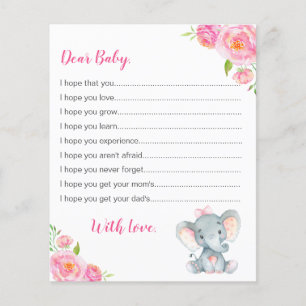 Wishes for Baby Cards Pink Girl Elephant Shower