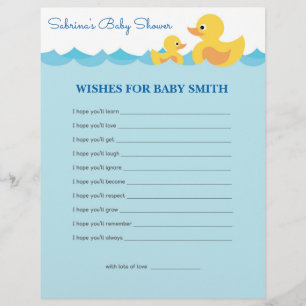 Wishes for Baby Cute Rubber Duck Theme Baby Shower