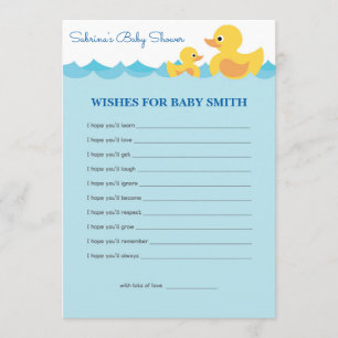 Wishes for Baby Cute Rubber Duck Theme Baby Shower Invitation