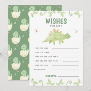 Wishes For Baby Dinosaur Gender Neutral Shower Advice Card