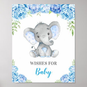 Wishes for Baby Elephant Baby Boy Shower Sprinkle Poster