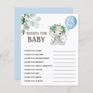 Wishes for Baby Elephant Boy Baby Shower Game