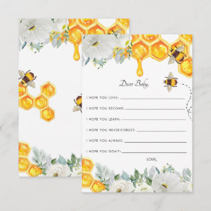 Wishes for Baby   Floral Honeycomb Bumble Bee Enclosure Card