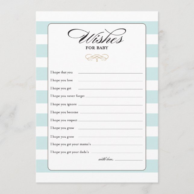 Wishes for Baby Game Card - Blue (Front)