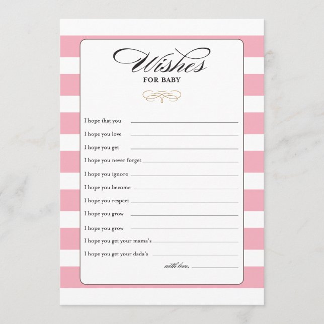 Wishes for Baby Game Card - Pink (Front)