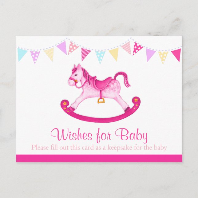 Wishes for baby - girl baby shower pink postcard (Front)