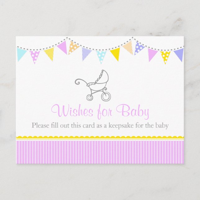 Wishes for baby - girl baby shower postcard (Front)