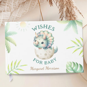 Wishes For Baby Girl Cute Dinosaur Guest Book