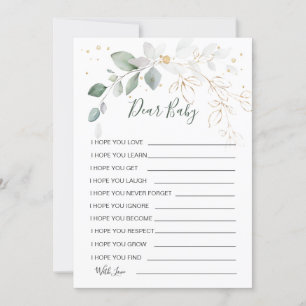 Wishes for Baby Green Gold Foliage Shower Game  Invitation