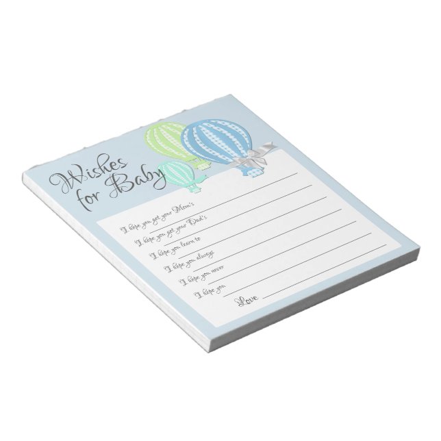 Wishes for Baby Hot Air Balloons Shower Game Notep Notepad (Angled)