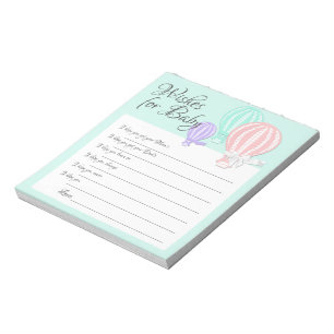Wishes for Baby Hot Air Balloons Shower Game Notepad