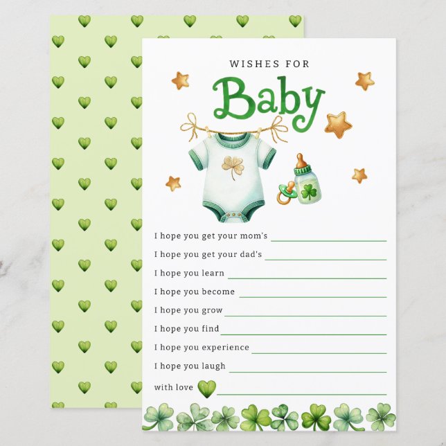 Wishes for Baby Irish Baby Shower Game Card (Front/Back)