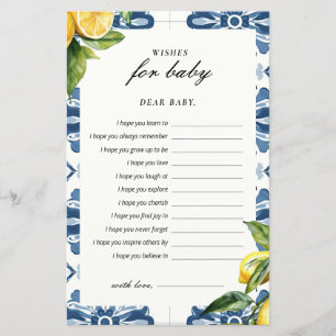 Wishes for Baby Lemon Positano Baby Shower Game