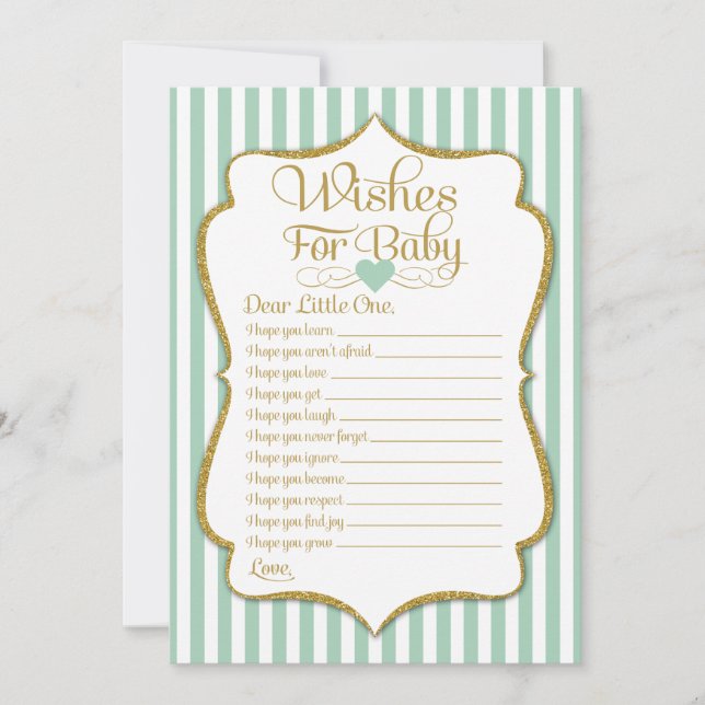Wishes For Baby Mint Green Baby Shower Game (Front)