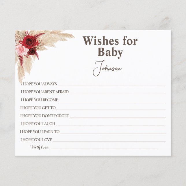Wishes For Baby | Pampas Grass | Baby Shower Card (Front)