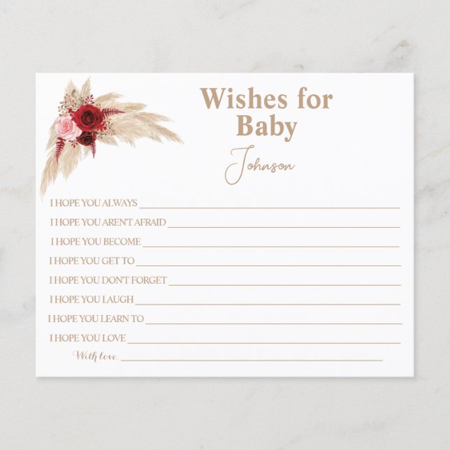 Wishes For Baby | Pampas Grass | Baby Shower Card (Front)