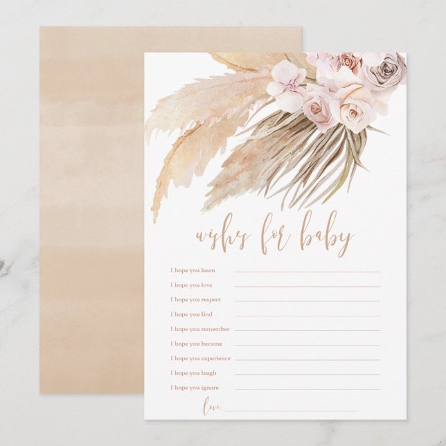 Wishes for Baby Pampas grass boho baby shower Invitation (Front/Back)