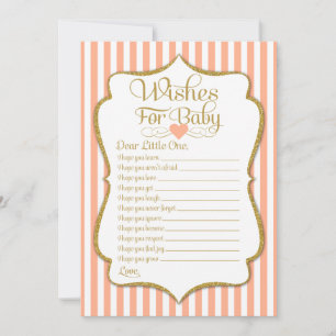 Wishes For Baby Peach Baby Shower Game Neutral Invitation