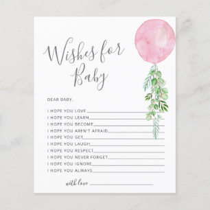 Wishes for Baby Pink Balloon Baby Shower Game