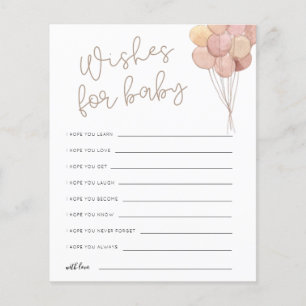 Wishes for Baby Pink Balloons Advice Card
