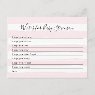 Wishes for Baby, pink stripe girl baby shower Postcard