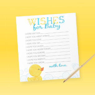 Wishes for Baby Rubber Duck Baby Shower Advice Notepad
