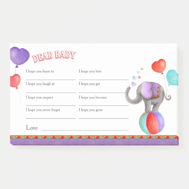 Wishes for baby shower circus post it notes (Front)