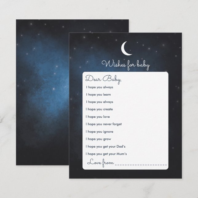 Wishes for Baby Shower Game Card (Front/Back)