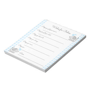 Wishes for Baby Shower Game Elephants Notepad