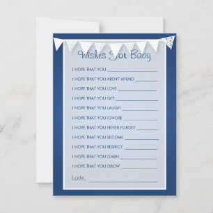 Wishes For Baby Shower Love Bunting  Blue Advice Card