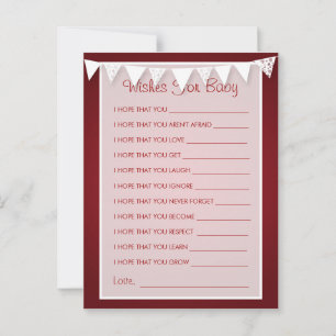 Wishes For Baby Shower Love Bunting Red Advice Card