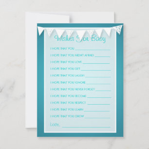 Wishes For Baby Shower Love Bunting Turquoise Advice Card