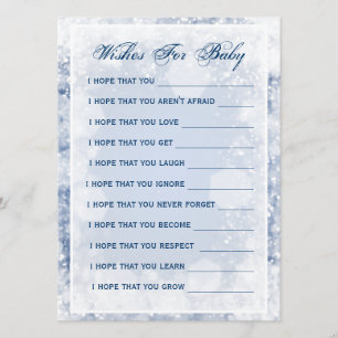 Wishes For Baby Shower Night Sparkle Blue Invitation