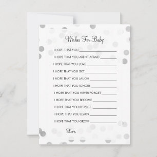 Wishes For Baby Shower Silver Foil Glitter Lights Advice Card