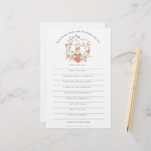 Wishes for Baby Shower Vintage Bunny Girl Woodland