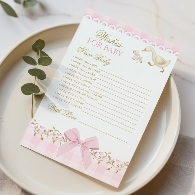 Wishes for baby Silly Goose Pink Baby Shower card (Creator Uploaded)