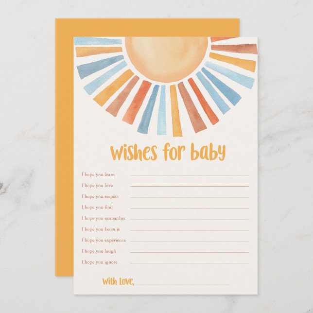 Wishes for Baby Sunshine boho sun baby shower Invitation (Front/Back)