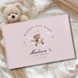 Wishes for Baby! Teddy Bear & Aeroplane Guest Book