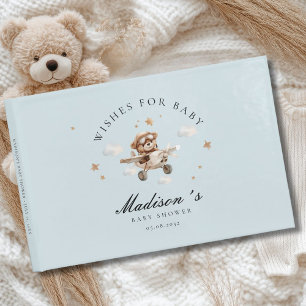 Wishes for Baby! Teddy Bear & Aeroplane Guest Book