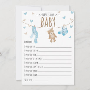 Wishes for Baby Teddy Bear Blue Boy Game card