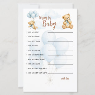 Wishes for Baby Teddy Bear Boy Baby Shower game