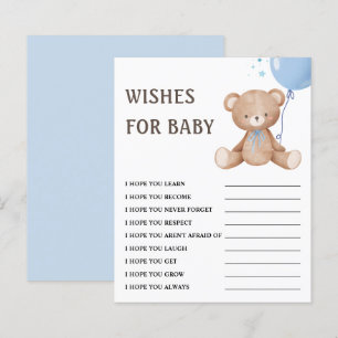 Wishes for Baby   Teddy Bear Boy Baby Shower Game 