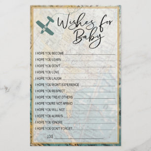 Wishes for Baby Travel Baby Shower Guest Memory
